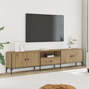 Έπιπλο Τηλεόρασης με Συρτάρι 200x25x44 εκ Επεξ. Ξύλο Δρυς και μεταλλικο σκελετό -D
