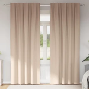Κουρτίνες Μαύρης Ύφανσης με Δαχτυλίδια 2 pcs Taupe-D