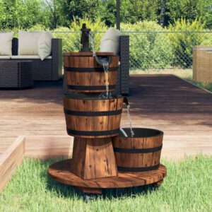 vidaXL Σιντριβάνι με Αντλία και Τροχούς 55x55x80 εκ. Μασίφ Ξύλο Ελάτης-D